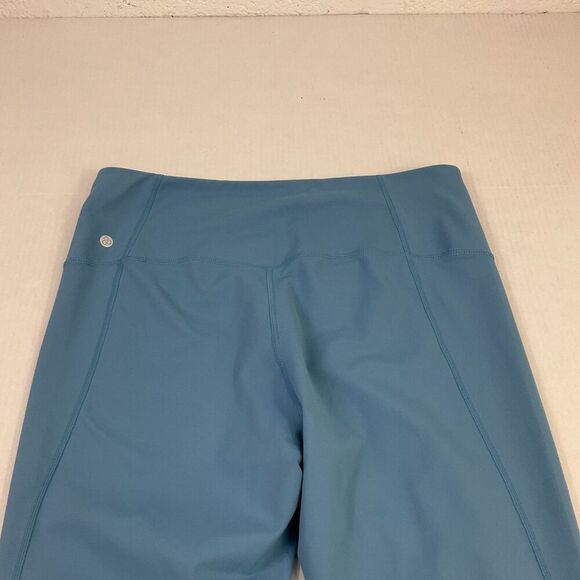 Zella Cropped Capri Leggings Solid Blue Stretchy Mid Rise Gym Yoga Workout XL * - Picture 9 of 11